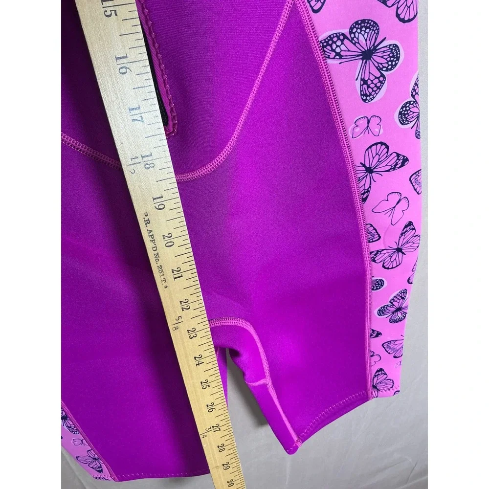 Goldfin Kids 2mm Neoprene Wetsuit Pink Butterfly Shorty Swimsuit Size 16